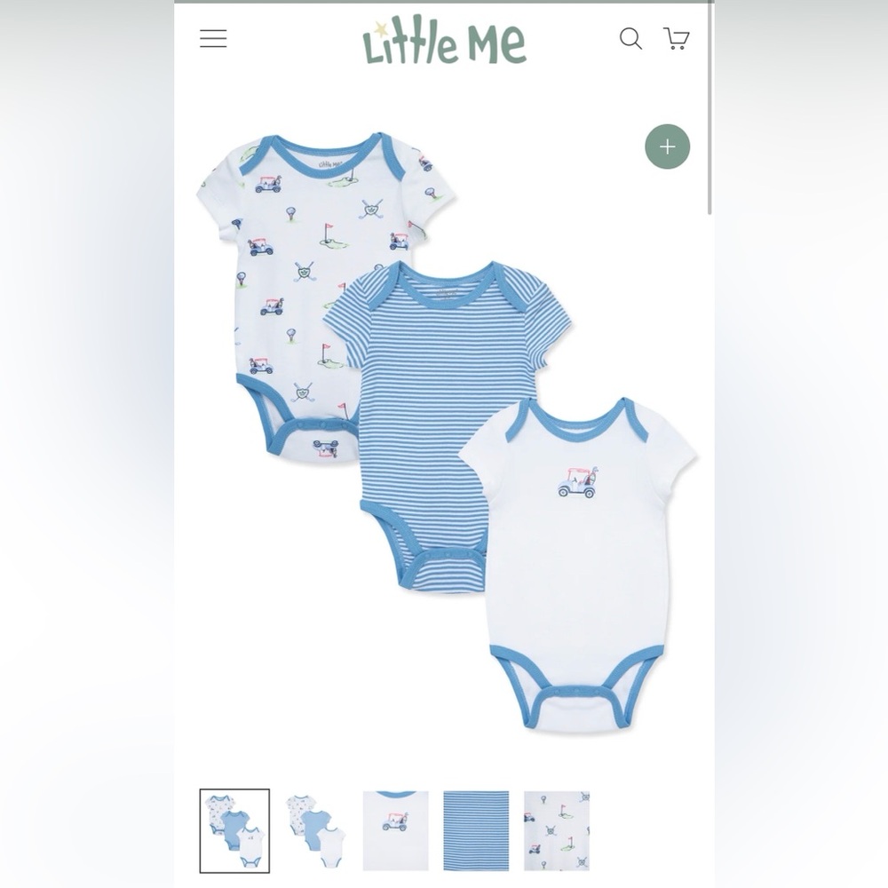 NWT! Little Me Golf Club 3-Pack Bodysuits 3 Months